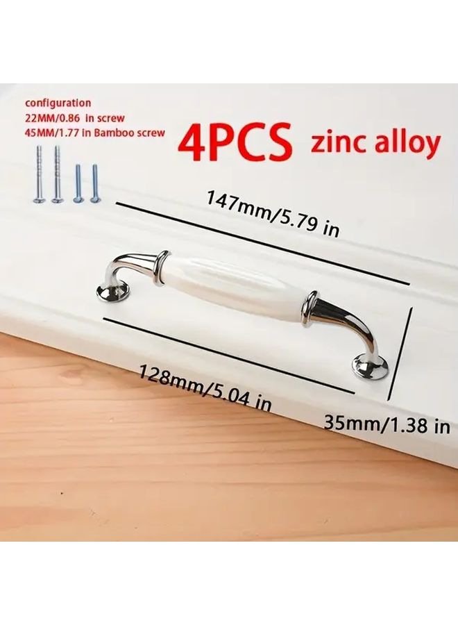 4pcs Silvery White Zinc Alloy Cabinet Handles Single Hole Curved Design For Drawers And Cabinets - Image 2