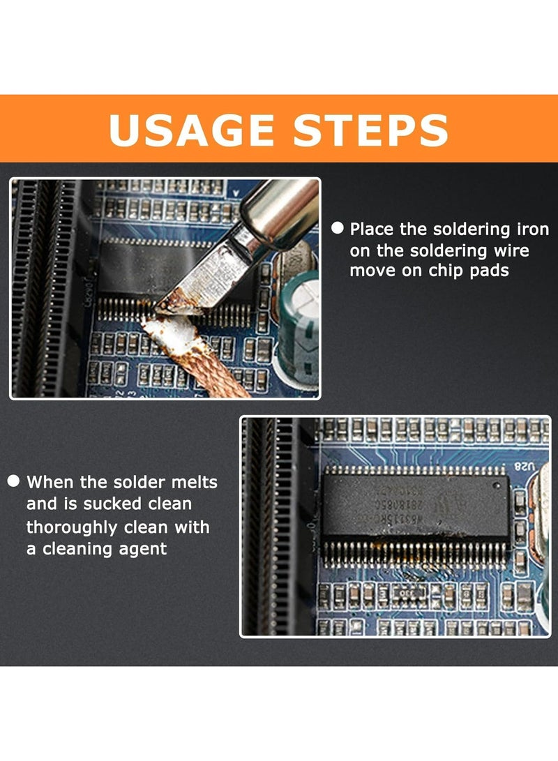 CMGTYYD 2-Pack Solder Wick with Flux, No-Clean Desoldering Braid Remover, 2.5mm Width, 1.5m Length, Pure Copper Wire for PCB Repair - Image 5