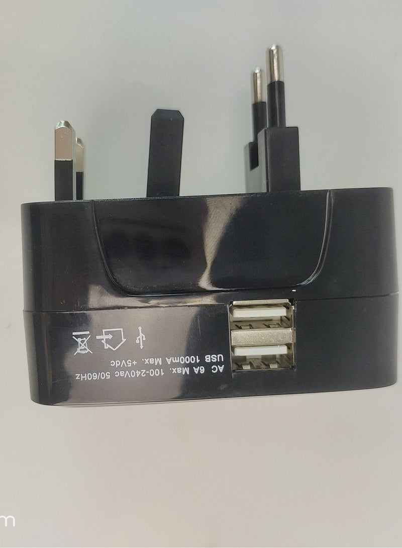 Sharpdo Universal Travel Adapter with 2 USB Ports Black - Image 5