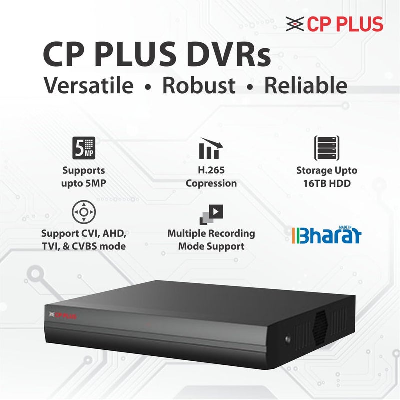 CP PLUS مسجل فيديو رقمي 8 قنوات 5M-N | ترميز AI كامل | عرض نطاق 64Mbps | دعم كاميرات IP بدقة 6MP | H.265 | SMD Plus | مخرج HDMI/VGA | عرض عبر تطبيق الهاتف المحمول | دعم 16TB HDD – CP-UVR-0801F1-IC2 - Image 2