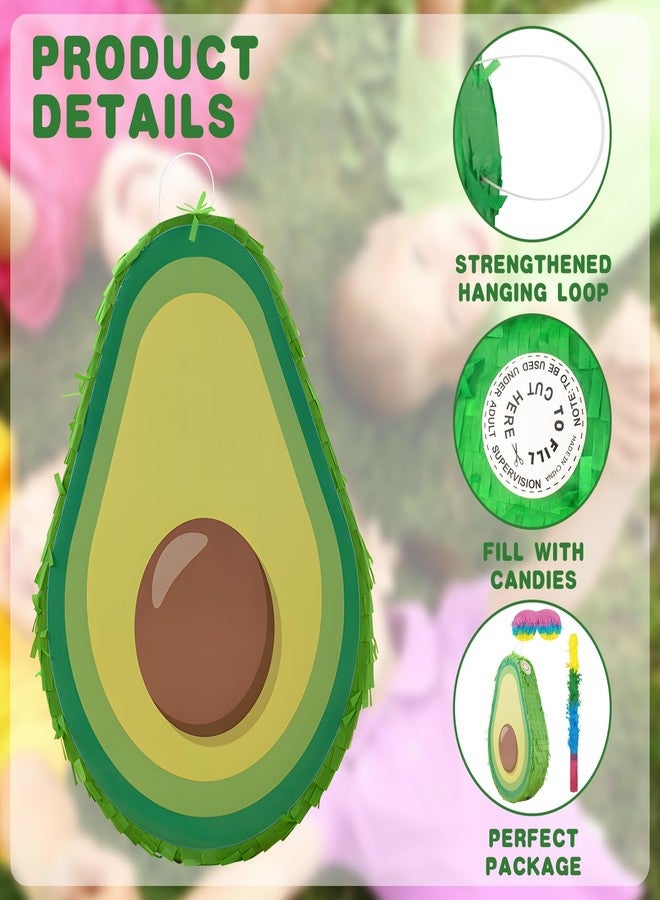 Ipalmay Avocado Pinata - Cute Avocado Pinata with Blindfold and Bat for Girls Boys Birthday, Baby Shower, Cinco De Mayo Mexican Fiesta Events, Spring Summer Fruit Themed Party Favors - Image 3