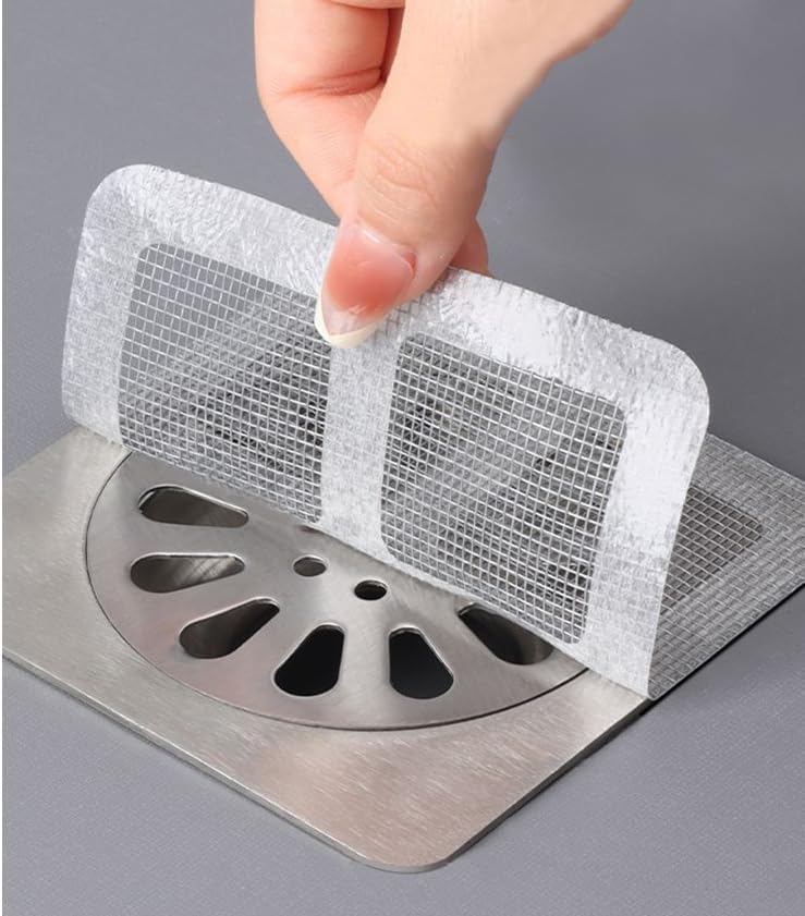 KICKZU KICKZU Disposable Shower Drain Hair Catcher Multipurpose Mesh Sticker for Drain Drain Hair Catcher Waterproof Mesh Stickers for Bathroom Accessories Apartment Essentials for Kitchen Sink Bathtub  - Image 1