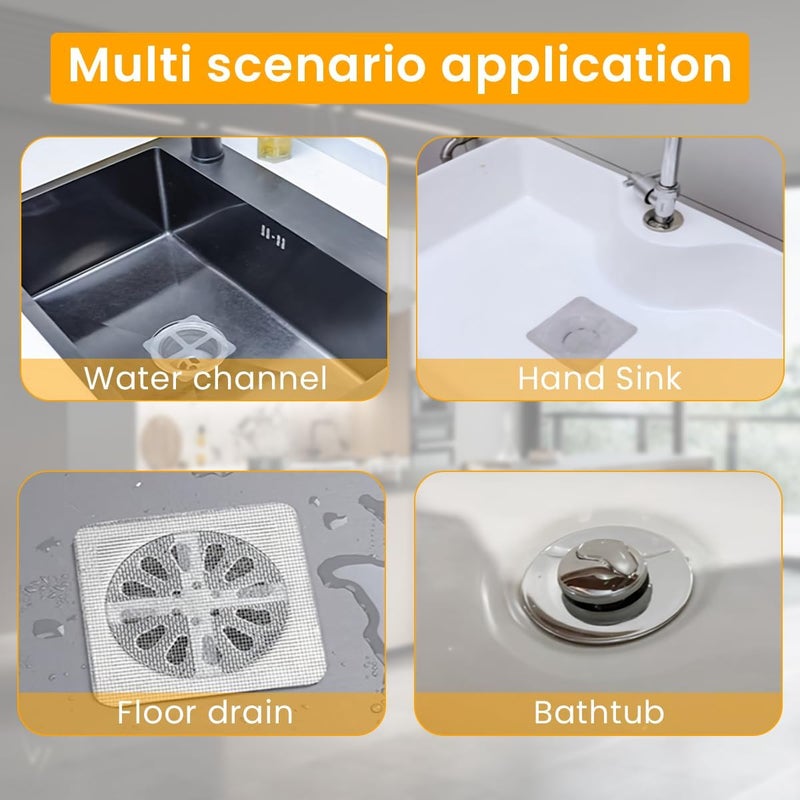 KICKZU KICKZU Disposable Shower Drain Hair Catcher Multipurpose Mesh Sticker for Drain Drain Hair Catcher Waterproof Mesh Stickers for Bathroom Accessories Apartment Essentials for Kitchen Sink Bathtub  - Image 4
