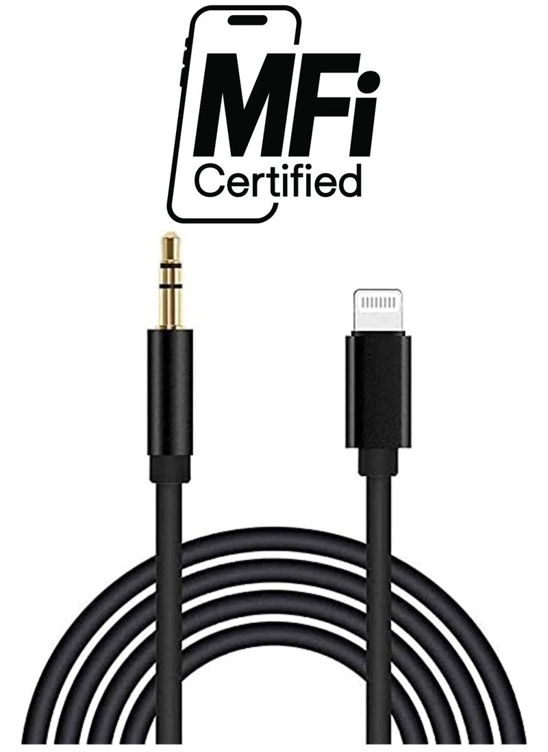 ELTRAZONE Aux Cord for iPhone, Apple MFi Certified Lightning to 3.5mm Aux Cable for Car Compatible with iPhone 12 11 XS XR X 8 7 6 iPad iPod to Car Home Stereo Speaker Headphone, 3.3FT Black  - Image 1