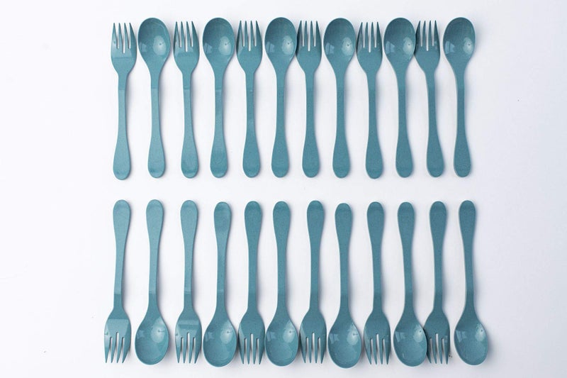Knork Eco Plant Based 24 Pack Reusable Bamboo Flatware Set (BLUE) - Image 2
