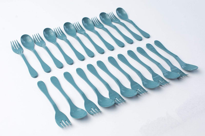 Knork Eco Plant Based 24 Pack Reusable Bamboo Flatware Set (BLUE) - Image 1