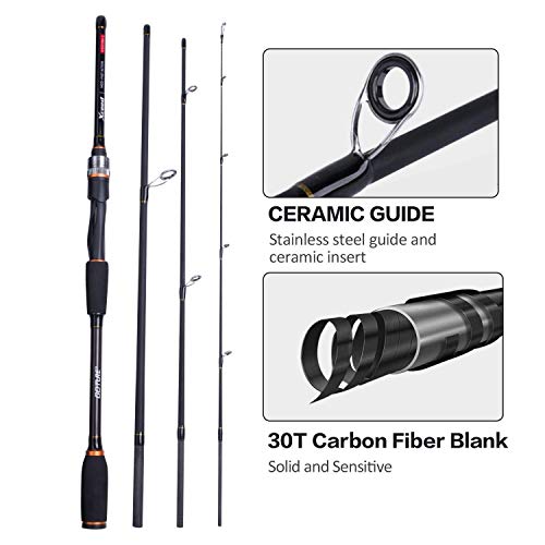 Goture Fishing Rods Spinning Travel Fishing Pole Pack case Portable 4 Sections ulLight Weight Carbon Fiber Poles M Power Medium Action 7ft - Image 4