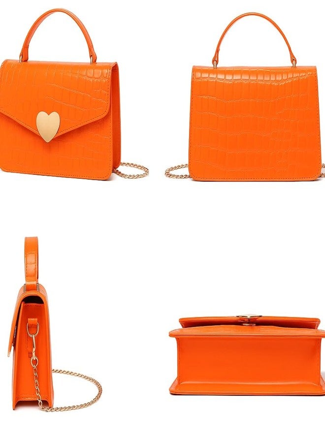 JHVYF Women Crossbody Shoulder Handbag Cute Cross-body Messenger Purse Satchel Casual Bag Evening Clutch Heart shaped bag Orange - Image 3