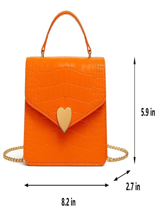 JHVYF Women Crossbody Shoulder Handbag Cute Cross-body Messenger Purse Satchel Casual Bag Evening Clutch Heart shaped bag Orange - Image 4