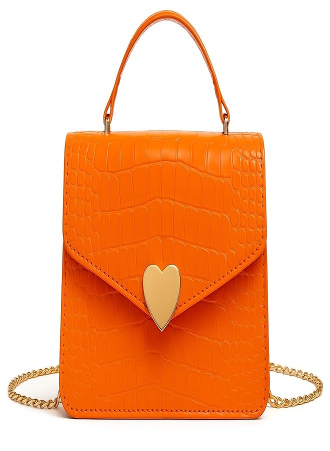 JHVYF Women Crossbody Shoulder Handbag Cute Cross-body Messenger Purse Satchel Casual Bag Evening Clutch Heart shaped bag Orange - Image 1