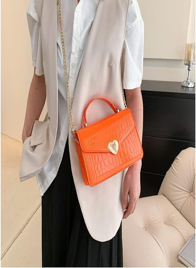 JHVYF Women Crossbody Shoulder Handbag Cute Cross-body Messenger Purse Satchel Casual Bag Evening Clutch Heart shaped bag Orange - Image 2