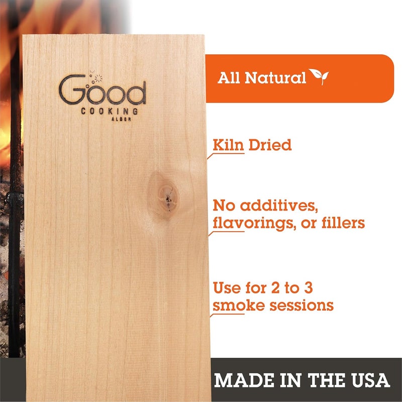Good Cooking Grilling Planks - 8 Pack Cedar and Alder - Premium Thicker Wood for Barbecue Salmon, Seafood, Steak, Burgers, Pork Chops, Vegetables - Reusable  Durable - 12 x 6 - Image 4