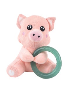 Webbox Pinky the Pig Plush and Squeaky Dog Toy with Puppy Teething Ring  - Image 1