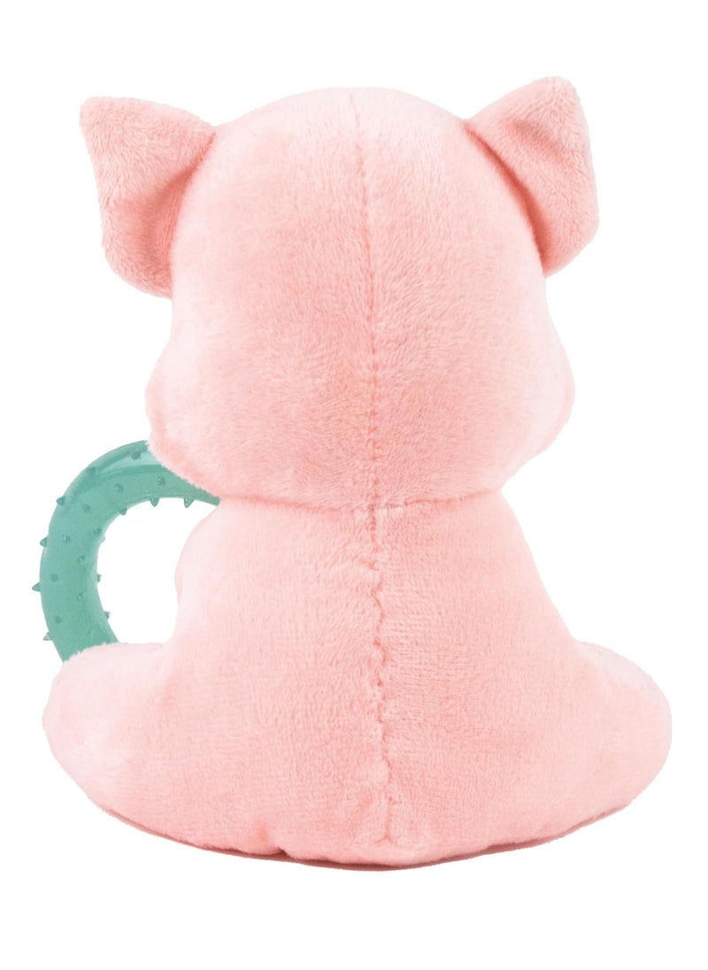 Webbox - Pinky the Pig Plush and Squeaky Dog Toy with Puppy Teething Ring - Image 1