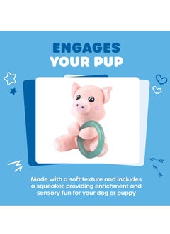 Webbox Pinky the Pig Plush and Squeaky Dog Toy with Puppy Teething Ring  - Image 5