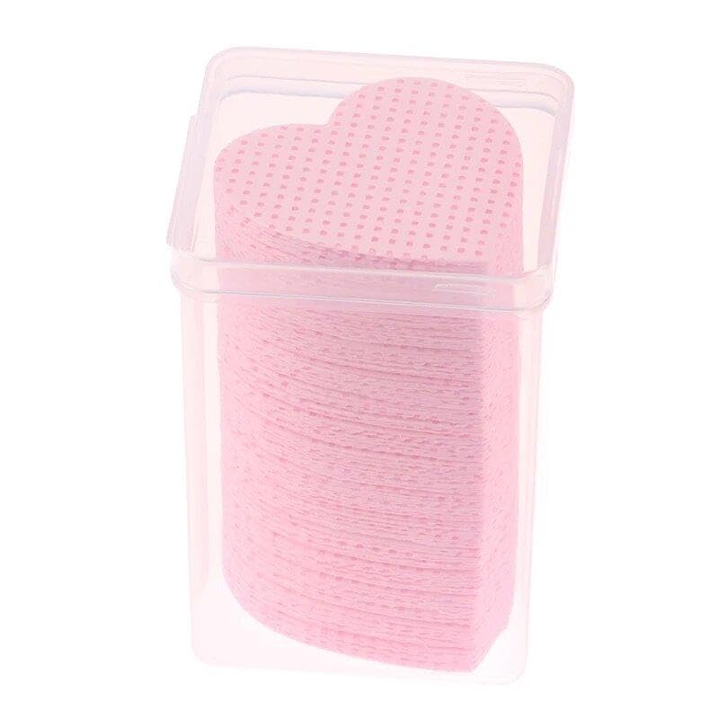 Lint-Free Lash Wipes - Heart-Shaped Pink Disposable Non-Woven Fabric Eyelash Glue Cleansing Pads, Also Works as Nail Polish Remover Wipes, 200 Count per Pack