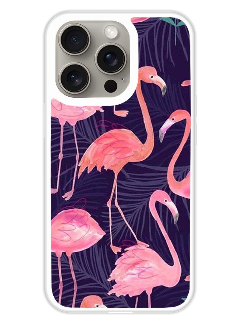 Theodor Protective Case Cover For APPLE IPHONE 15 Pro Max Flamingo  (White Bumper) - Image 1