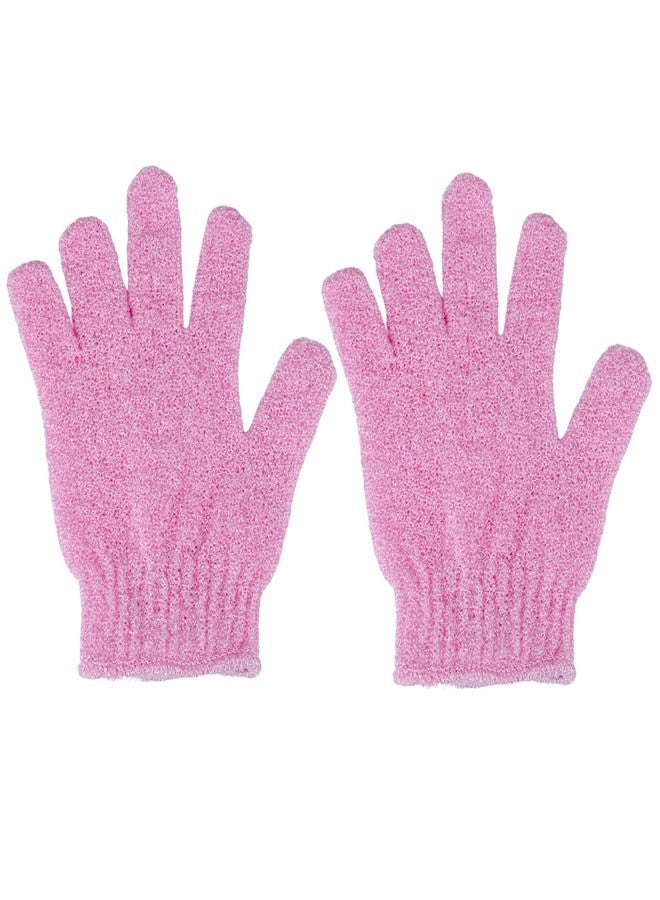 CREHODEC 2 Pcs Shower Gloves, Exfoliating Gloves, Exfoliating Mitt, Exfoliating Body Scrub, Loofah Bath Gloves for Men, Women (Pink, 2) - Image 1