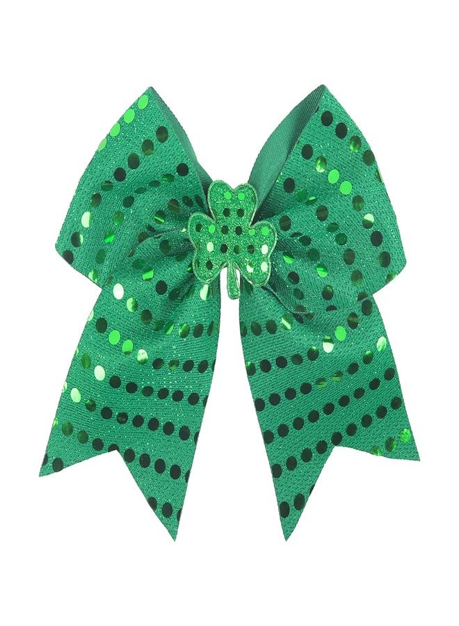 Doneace St Patrick's Day Hair Bow Clips Shamrock Large Glitter Cheer Bows Clips Green Cheerleading Sequin Hair Bow Hair Barrettes Ponytail Holder Hair Accessories for Women Irish Parade Party - Image 1