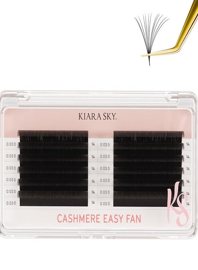 KIARA SKY LASH Premium Cashmere Easy Fan Lash Extensions | Soft Semi-matte natural finish | Fans like Butter | For Professional Eyelash Extensions Use Only | Black, (D-0.03-14MM) - Image 1