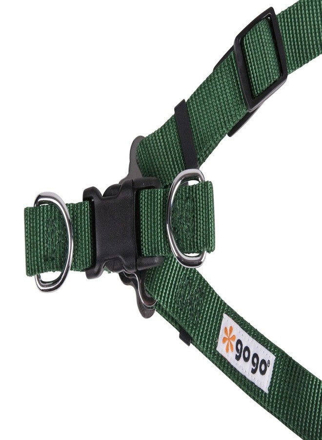 جوجو حزام صدر مريح للحيوانات الأليفة من النايلون قابل للتعديل مقاس 3/4 بوصة من GOGO Pet Products، متوسط، أخضر غامق - Image 2