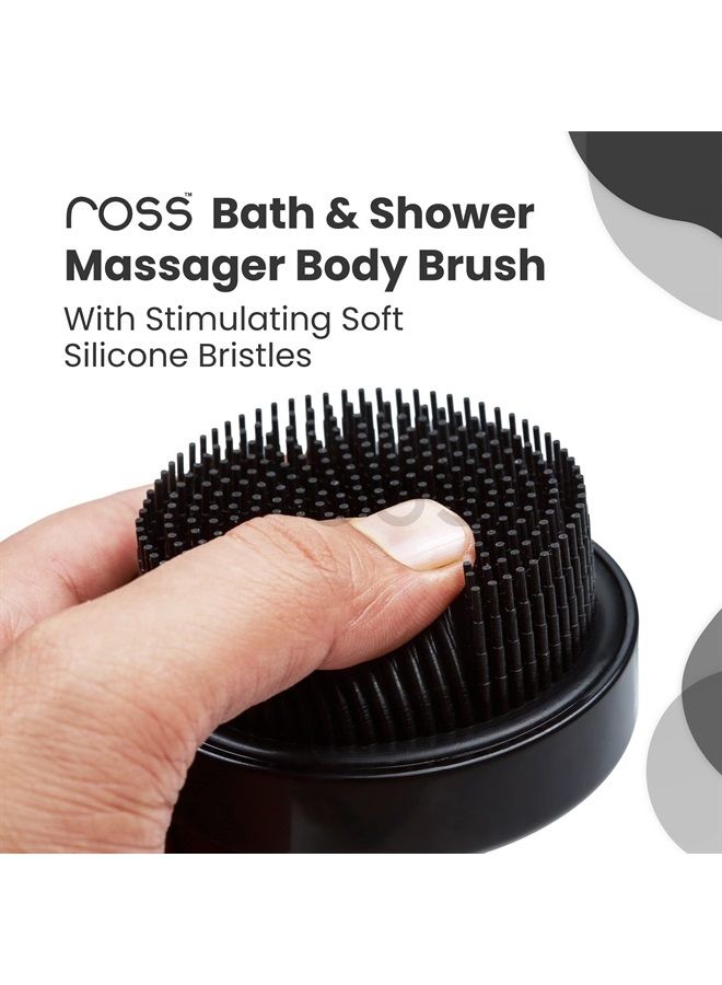 ROSS Bath & Shower Massager Body Brush with Soft Silicone Bristles (Black) - Image 1