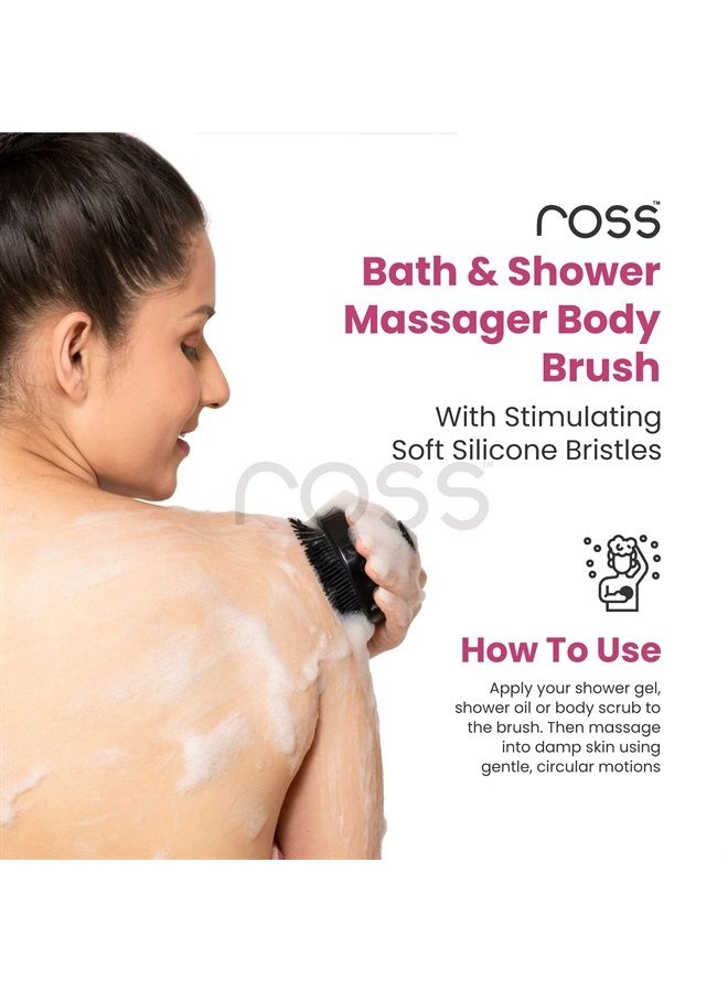 ROSS Bath & Shower Massager Body Brush with Soft Silicone Bristles (Black) - Image 2