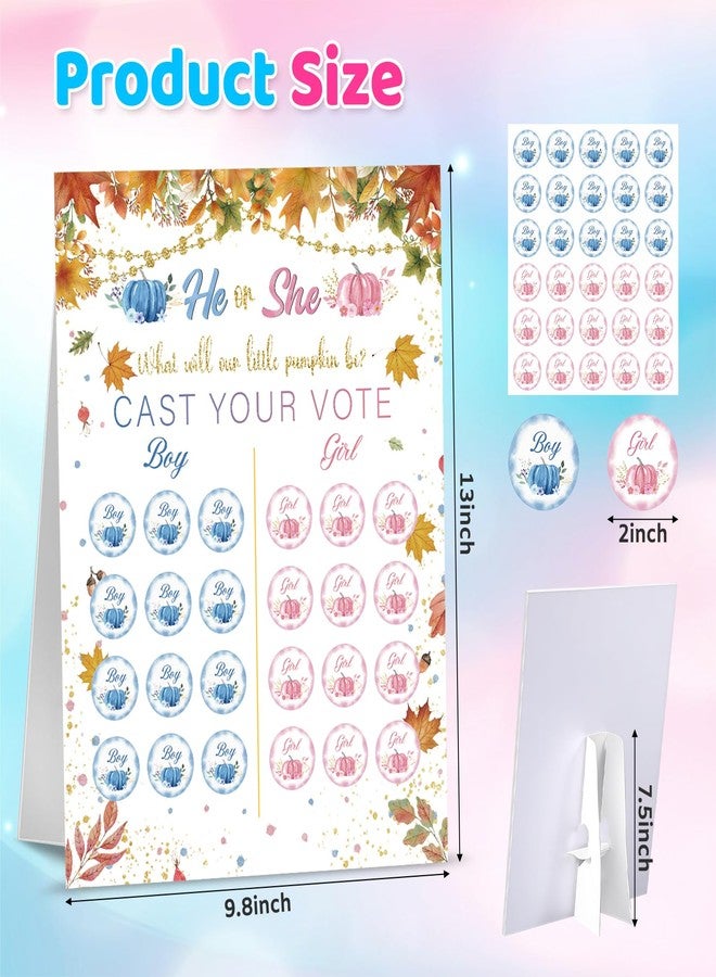 Yewfold Thanksgiving Gender Reveal Board with Stand, Pumpkin Gender Reveal Decorations with 60 Pcs Pink and Blue Voting Stickers, Fall Baby Shower Party Supplies (Pumpkin) - Image 2