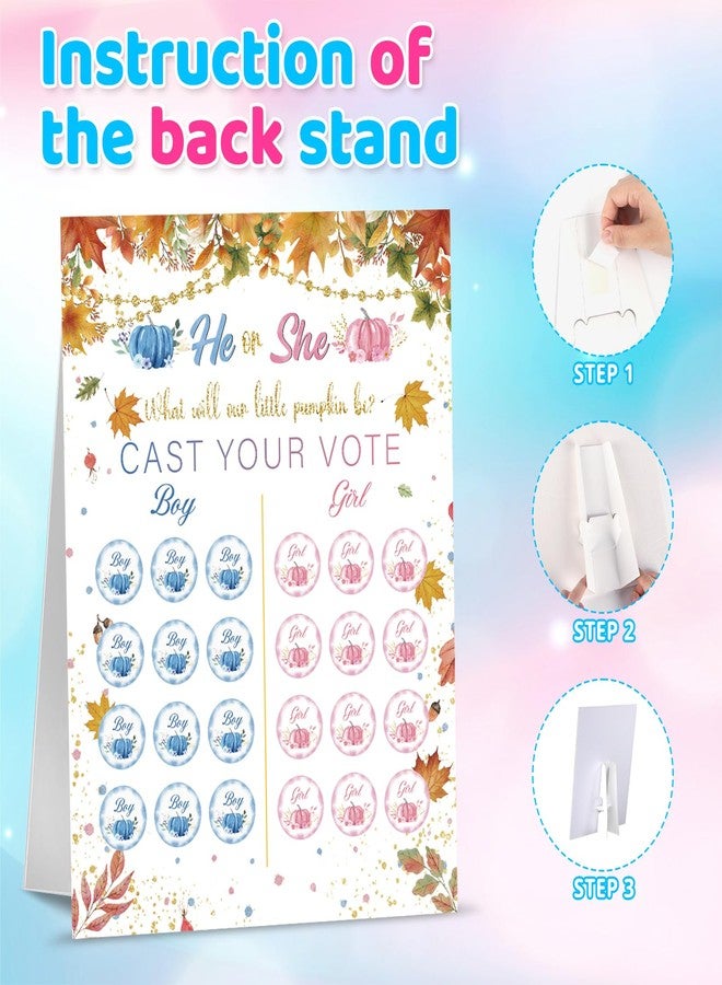 Yewfold Thanksgiving Gender Reveal Board with Stand, Pumpkin Gender Reveal Decorations with 60 Pcs Pink and Blue Voting Stickers, Fall Baby Shower Party Supplies (Pumpkin) - Image 3