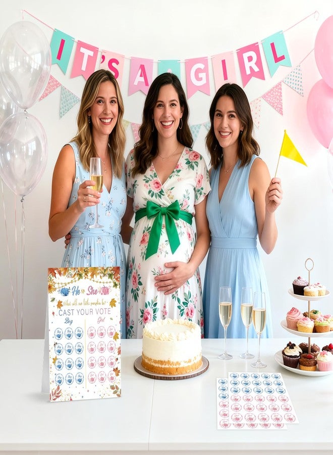 Yewfold Thanksgiving Gender Reveal Board with Stand, Pumpkin Gender Reveal Decorations with 60 Pcs Pink and Blue Voting Stickers, Fall Baby Shower Party Supplies (Pumpkin) - Image 5