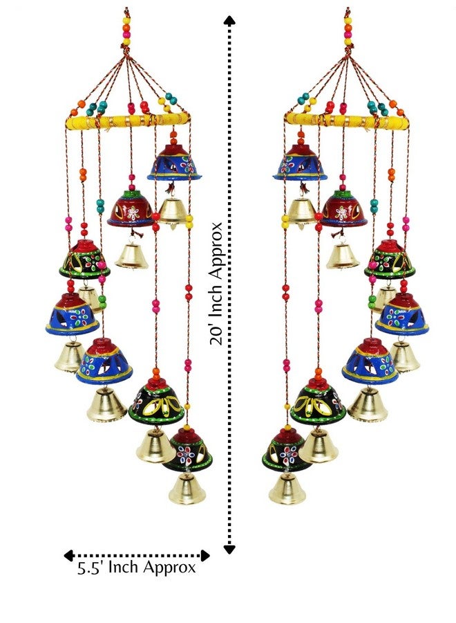 JH Gallery Plastic Handcrafted Rajasthani Colored Bell Hangings For Home Decoration Design Wall Hanging Decorative Showpiece (Jali Bells) - Image 3
