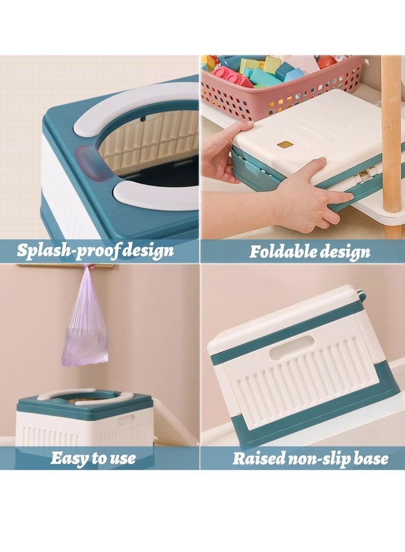 SOLARAE مرحاض السفر، مقعد تدريب للأطفال 3 في 1 قابل للطي، مرحاض محمول للأطفال، كرسي مرحاض للأطفال للسيارة، مع حقيبة تخزين و 20 قطعة من بطانات المرحاض، للتخييم والحدائق والداخل والخارج - Image 4