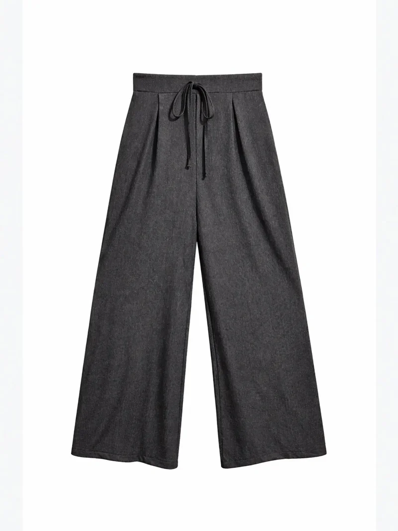 ميكسراي MIXRAY High Waist Wide Leg Palazzo Pants with Tie Detail