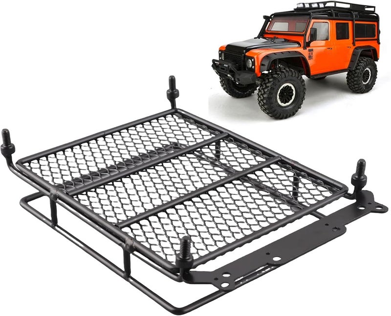 Dilwe RC Car Roof Rack, Middle Size Roof Rack Luggage Carrier with Quadrate LED Lights for Axial SCX10 1/10 Remote Control Cars(4 White Light Color) Carefully selected solid material - Image 2