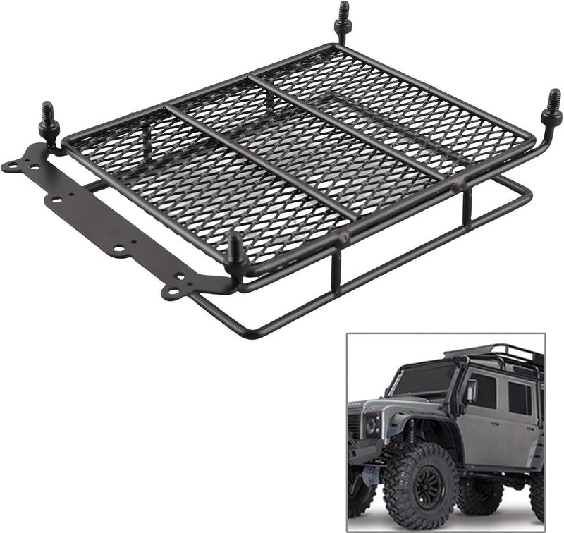 Dilwe RC Car Roof Rack, Middle Size Roof Rack Luggage Carrier with Quadrate LED Lights for Axial SCX10 1/10 Remote Control Cars(4 White Light Color) Carefully selected solid material - Image 4