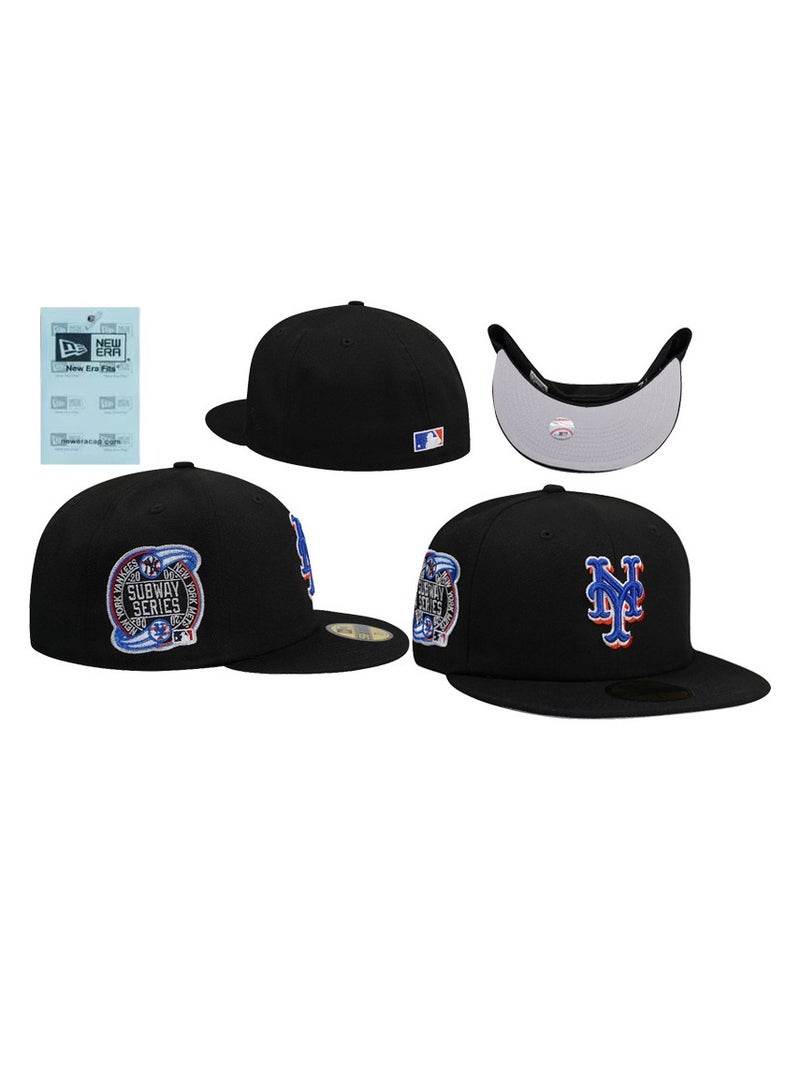 New Era New York Mets Black Fitted Hat with Silver Undervisor and Subway Series Embroidery55.8cm