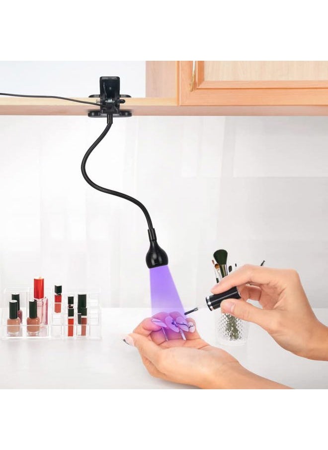 mlogiroa - UV Light for Gel Nails, 3W Gel Nail Lamp, Mini Led Nail Polish Lights with Gooseneck, Portable Clamp UV Light with USB Charge Lamp for Salon - Image 1
