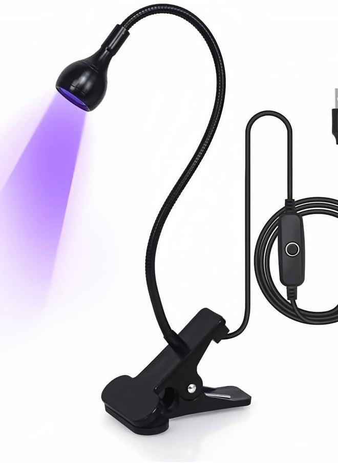 mlogiroa - UV Light for Gel Nails, 3W Gel Nail Lamp, Mini Led Nail Polish Lights with Gooseneck, Portable Clamp UV Light with USB Charge Lamp for Salon - Image 1