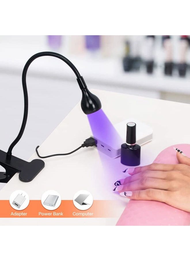 mlogiroa - UV Light for Gel Nails, 3W Gel Nail Lamp, Mini Led Nail Polish Lights with Gooseneck, Portable Clamp UV Light with USB Charge Lamp for Salon - Image 1