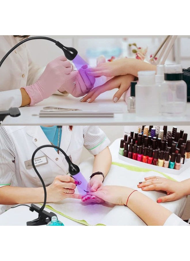 mlogiroa - UV Light for Gel Nails, 3W Gel Nail Lamp, Mini Led Nail Polish Lights with Gooseneck, Portable Clamp UV Light with USB Charge Lamp for Salon - Image 1