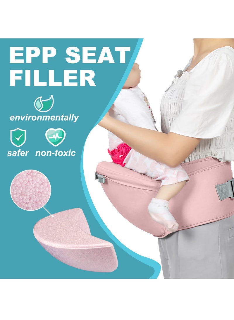 Pink Multifunctional 3-in-1 Baby Carrier with Waist Stool & Hip Seat - Ergonomic Design for Newborn to Toddler, Made of 100% Premium Cotton for All-Season Comfort, Adjustable for Parents, Suitable Babies Aged 0-36 Months - Image 2