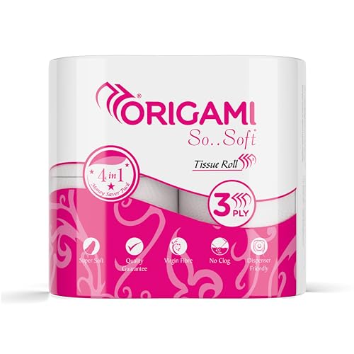 Origami So Soft 3 Ply 4 in 1 Toilet Tissue Paper | Ultra Absorbent with No Clog & Easy Flush Feature | Gentle on Skin (340 Pulls, Total 1360 Sheets) - Image 1