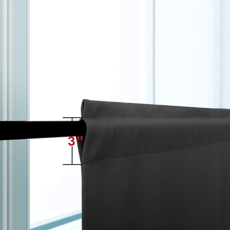 KOUFALL 34 Inch Small Window Curtains, Blackout Thermal Curtains for Kitchen Bathroom, 24W x 34L, Grey - Image 3