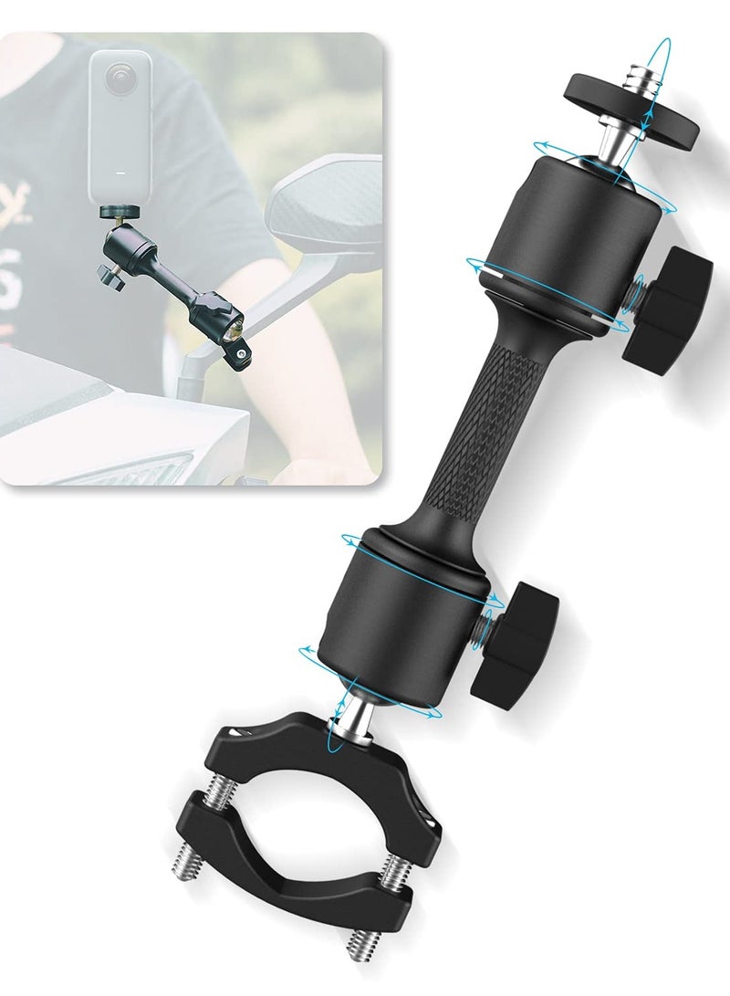 حامل دراجة دوار ذو كرتين لكاميرا Insta360 One X2، GoPro Hero 10/9/8/7/6/5، SJCAM، Campark، Crosstour، DJI Osmo Action 2 - ملحق كاميرا متعدد الاستخدامات، أسود - Image 1