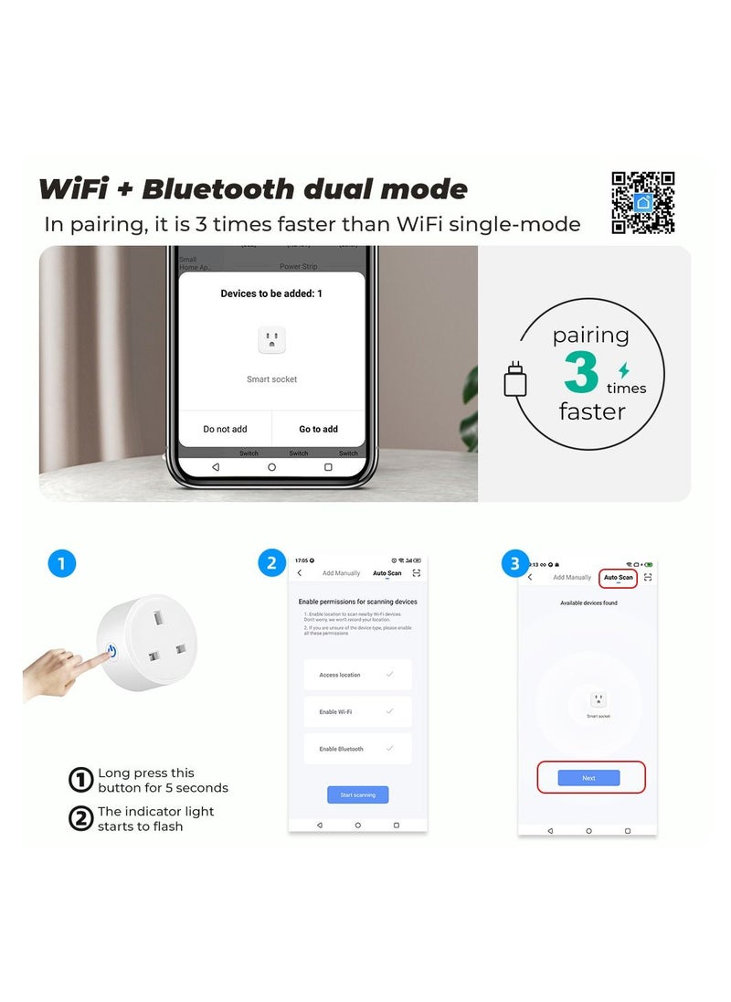 UanTii - UanTii 20A Smart Plug Tuya Wifi Wireless Remote Controlled Plug Timing Schedule Plug Works with Tuya Smart Life App and Alexa Google Home - Image 1