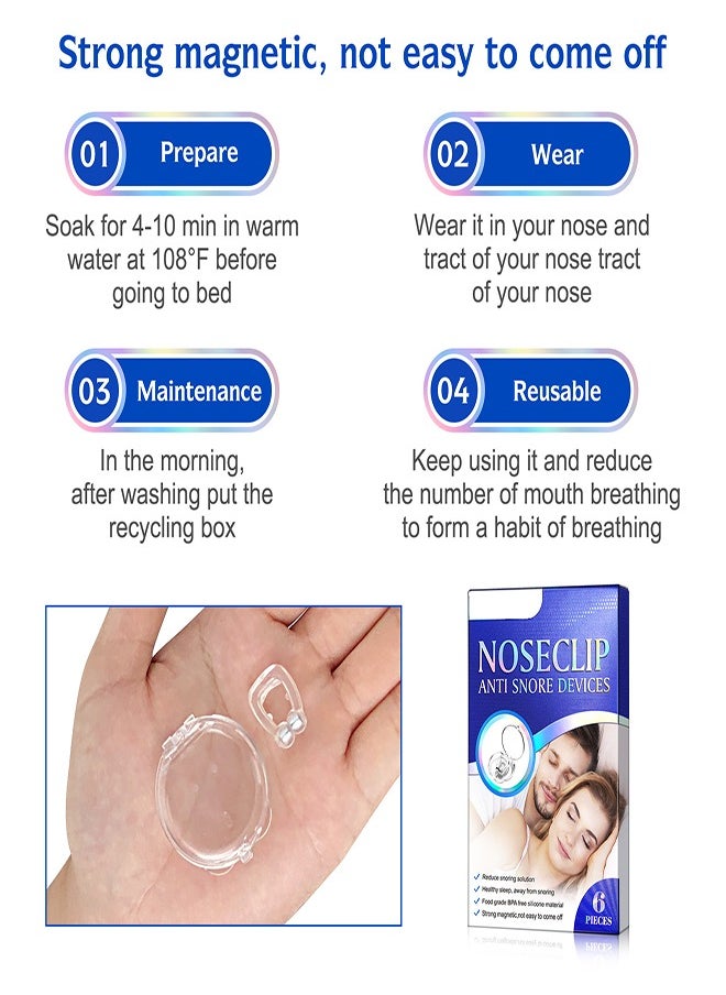 Elaimei 6 Pieces Anti-Snoring Nose Clip Silicone Magnetic Anti-Snoring Device  - Image 5