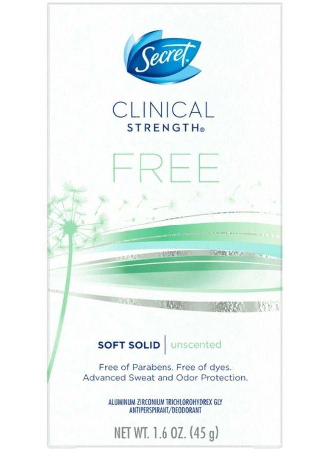 Secret Clinical Strength Soft Solid Sensitive Unscented Deodorant, 1.6 oz (Pack of 3)