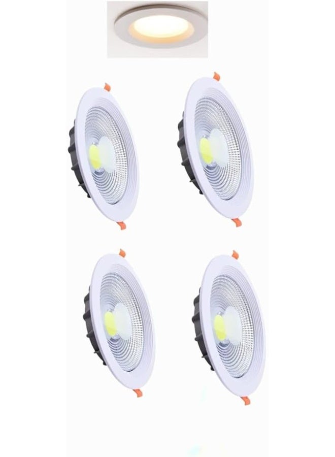 Lynacz Original ED COB Downlight,30W Recessed Ceiling Light Fixture, 220x50mm Body, 200mm Cut Size, Warm White, Energy Efficient High Brightness for Home and Commercial Use (Warm White (pack 4)) - Image 1