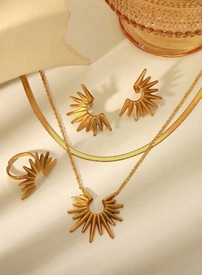 Amazing  Elegant Gold Stainless Steel Jewellery Set For Women - Image 2