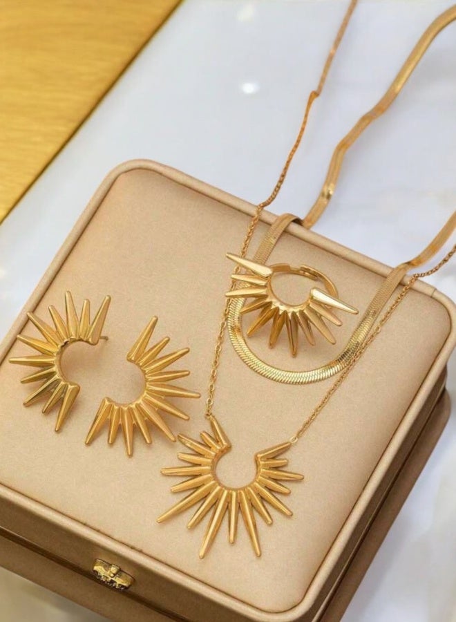 Amazing  Elegant Gold Stainless Steel Jewellery Set For Women - Image 1